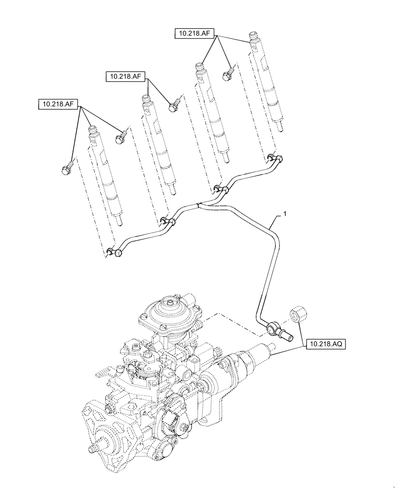 Схема запчастей Case F5CE5454B A005 - (10.218.AI[02]) - INJECTION EQUIPMENT - PIPING (10) - ENGINE