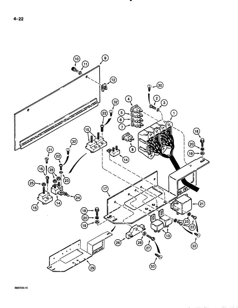 Схема запчастей Case 621 - (4-22) - CANOPY HARNESS, OPERATORS COMPARTMENT, POWER DISTRIBUTION CENTER (04) - ELECTRICAL SYSTEMS