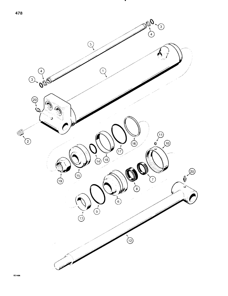 Схема запчастей Case SD100 - (478) - H621029 BOOM, DIPPER, AND BUCKET CYLINDER, USED ON FIVE SPOOL BACKHOE SER. NO. 1109115 THRU XXXXXXX (84) - BOOMS, DIPPERS & BUCKETS