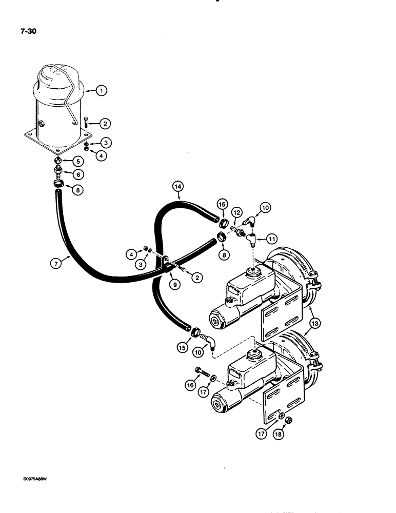 Схема запчастей Case 621 - (7-30) - BRAKE FLUID RESERVOIR TO BRAKE ACTUATORS, PRIOR TO P.I.N. JAK0020901 (07) - BRAKES