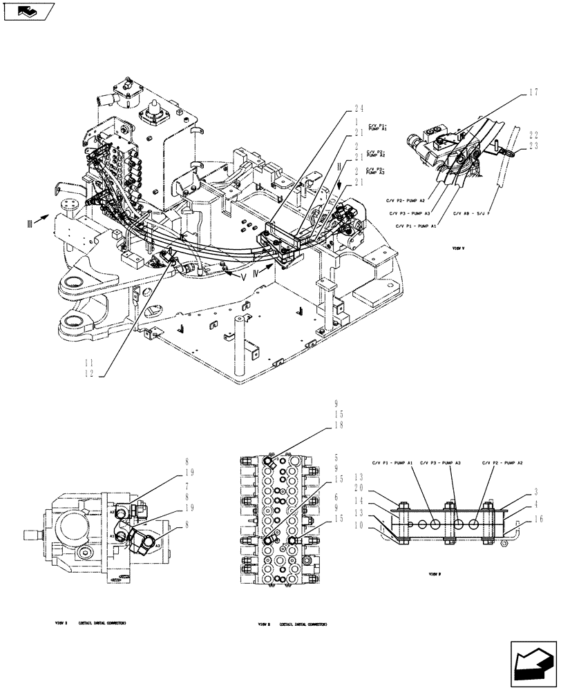 Схема запчастей Case CX55BMSR - (01-023[01]) - HYD LINES, PUMP (35) - HYDRAULIC SYSTEMS