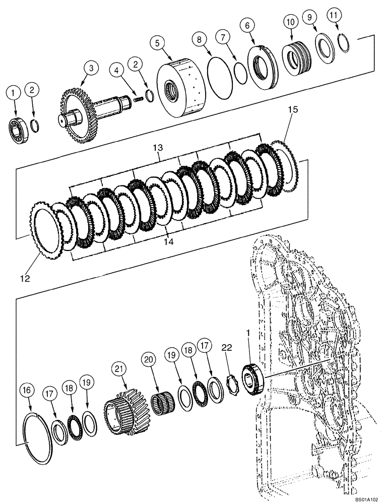 Схема запчастей Case 721E - (06-08) - TRANSMISSION - CLUTCH ASSY, SECOND - PRIOR TO P.I.N. N8F203816 (06) - POWER TRAIN