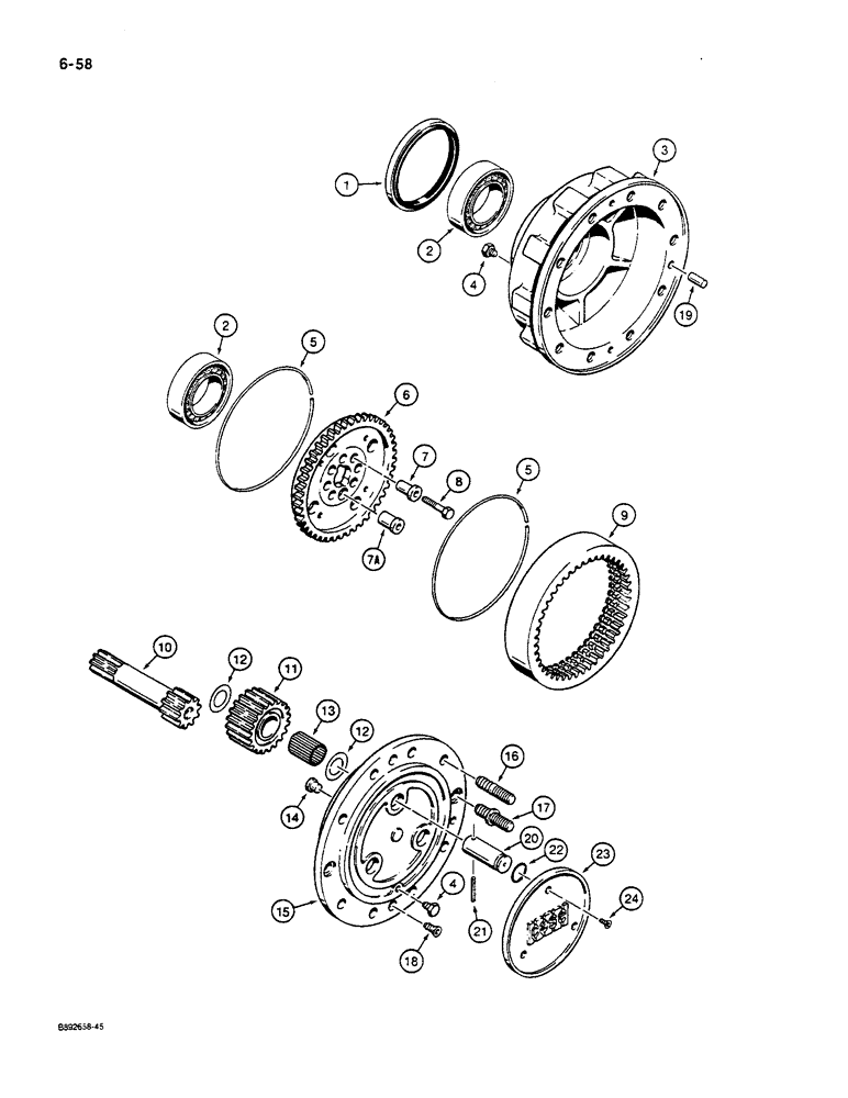 Схема запчастей Case W14C - (6-58) - FRONT AND REAR AXLE, PLANETARY (06) - POWER TRAIN