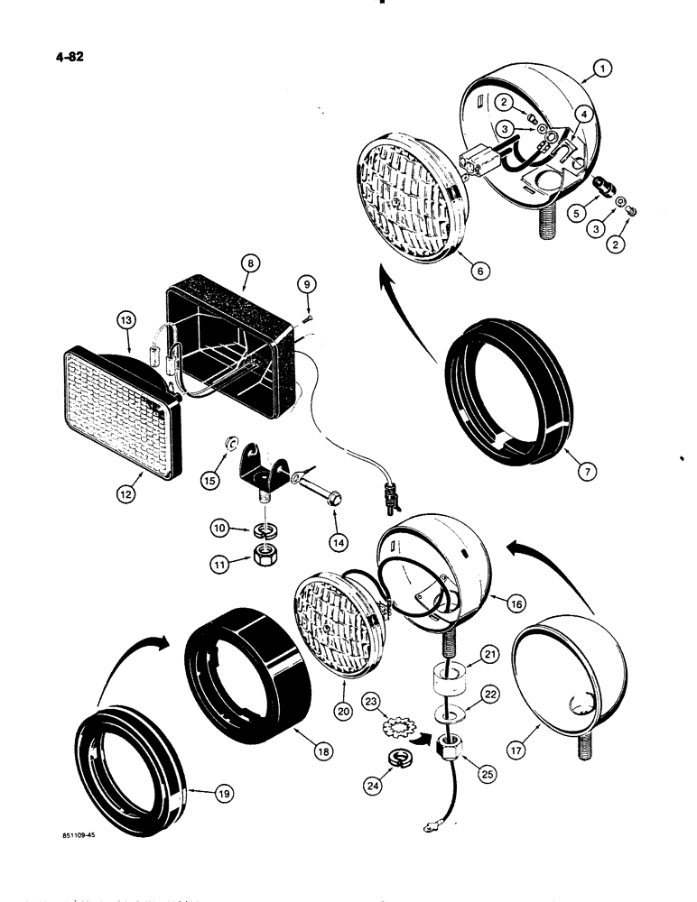 Схема запчастей Case W11B - (4-082) - DRIVING AND FLOOD LAMPS, L79914 DRIVING LAMP - SEALED BEAM (04) - ELECTRICAL SYSTEMS