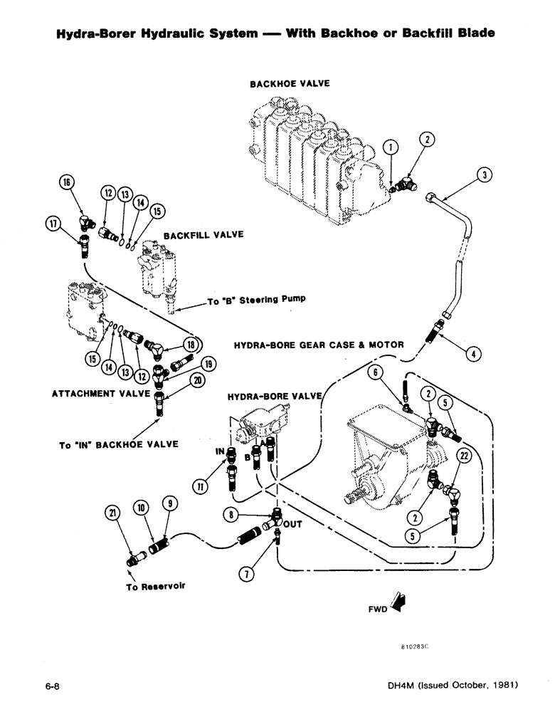 Схема запчастей Case DH4 - (6-08) - HYDRA-BORER HYDRAULIC SYSTEM - WITH BACKHOE OR BACKFILL BLADE (35) - HYDRAULIC SYSTEMS