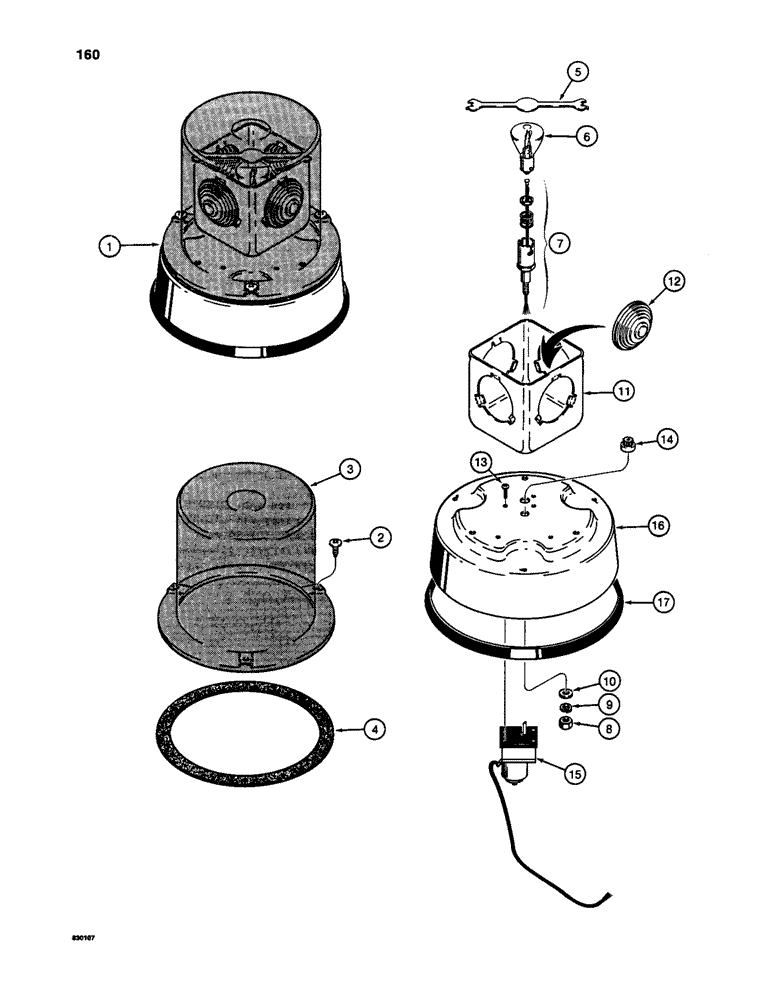 Схема запчастей Case W24C - (160) - ROTATING BEACON (04) - ELECTRICAL SYSTEMS