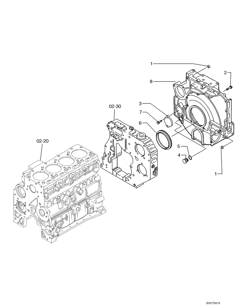 Схема запчастей Case 521E - (02-29) - FLYWHEEL HOUSING (02) - ENGINE