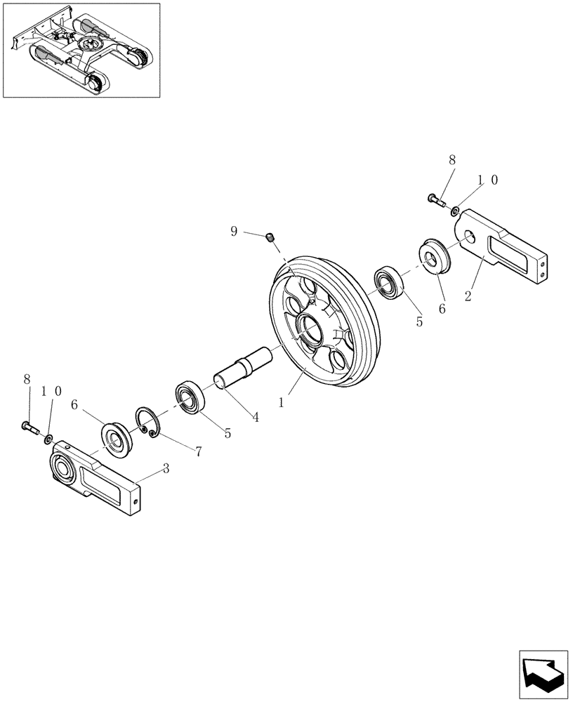 Схема запчастей Case CX22B - (3.020B[01]) - IDLER ASSY LH (48) - TRACKS & TRACK SUSPENSION