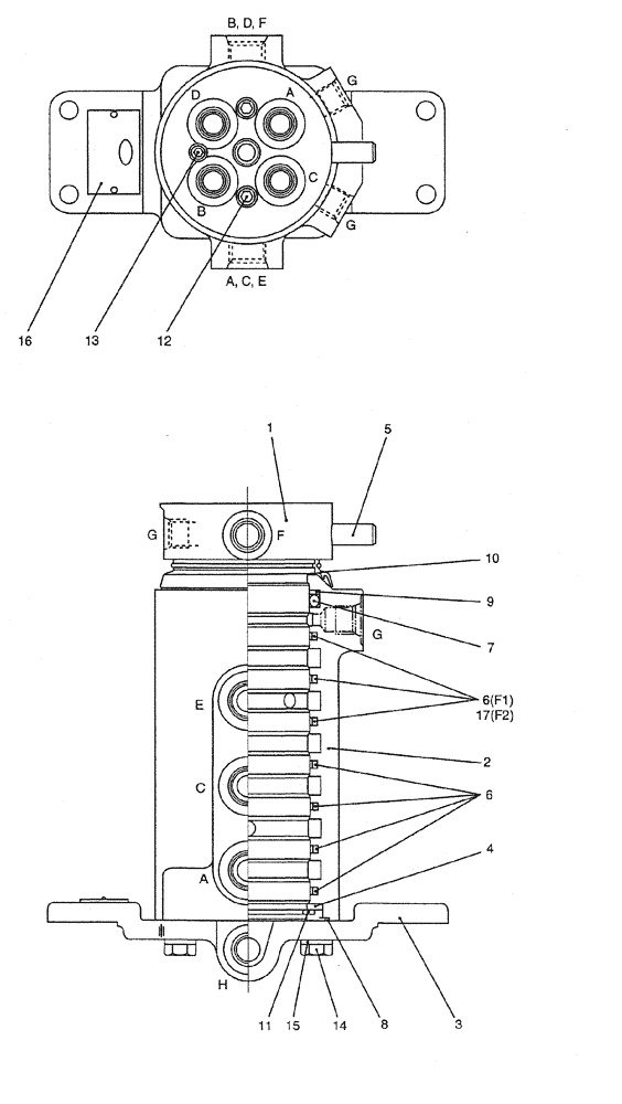 Схема запчастей Case CX27B PV13 - (07-045) - JOINT ASSY, SWIVEL ELECTRICAL AND HYDRAULIC COMPONENTS