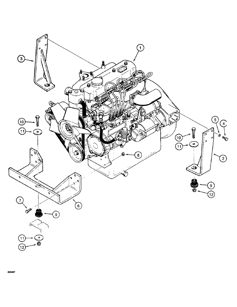 Схема запчастей Case W4 - (026) - ENGINE MOUNTING, FOR 2.1 LITRE ENGINE, USED ON TRACTOR SN 1205397, 1205402 AND AFTER (02) - ENGINE