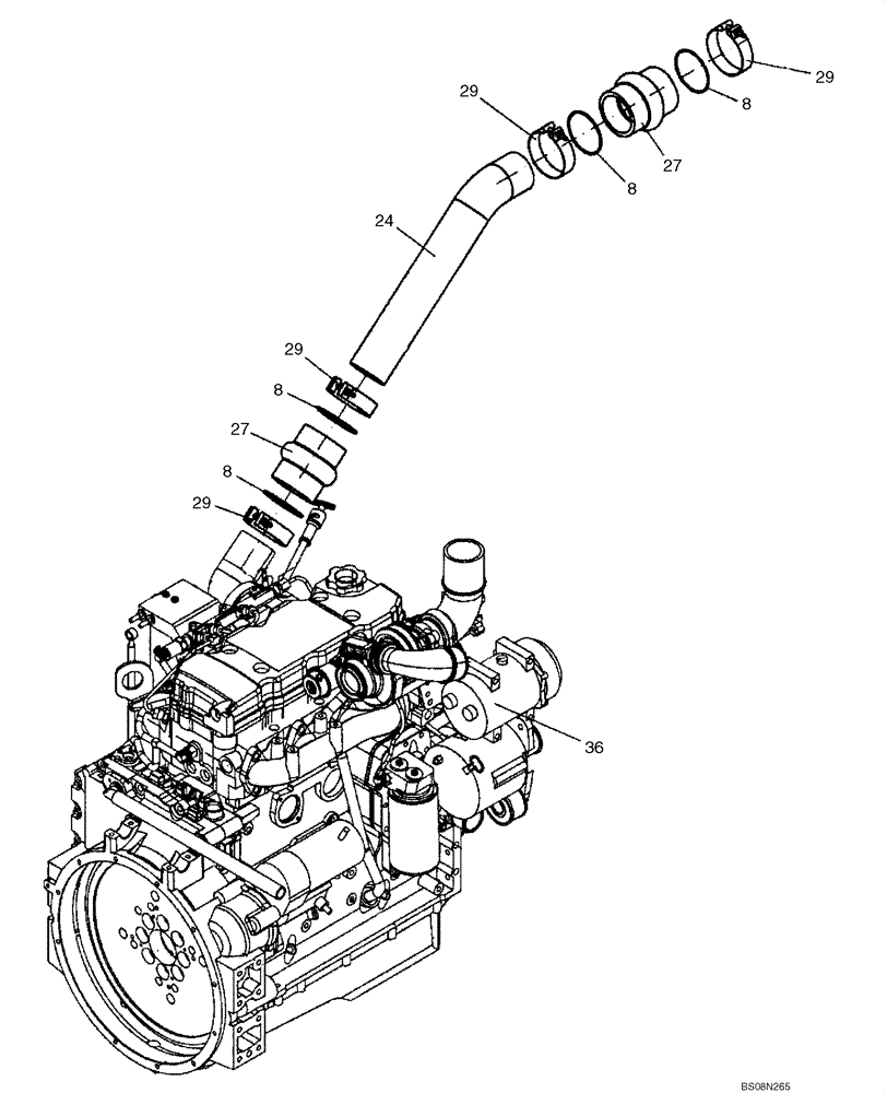 Схема запчастей Case SV212 - (10.254.03) - INTAKE TUBES, ENGINE (GROUP 106) (ND133165) (10) - ENGINE