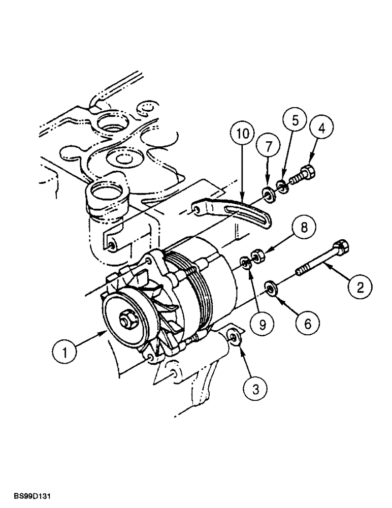 Схема запчастей Case 560 - (4-03A) - ALTERNATOR MOUNTING, KUBOTA V2203IDI ENGINE, P.I.N. JAF0295741 AND AFTER (04) - ELECTRICAL SYSTEMS