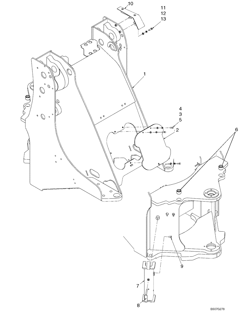 Схема запчастей Case 621E - (09-22) - FRAME, FRONT (XT) (09) - CHASSIS