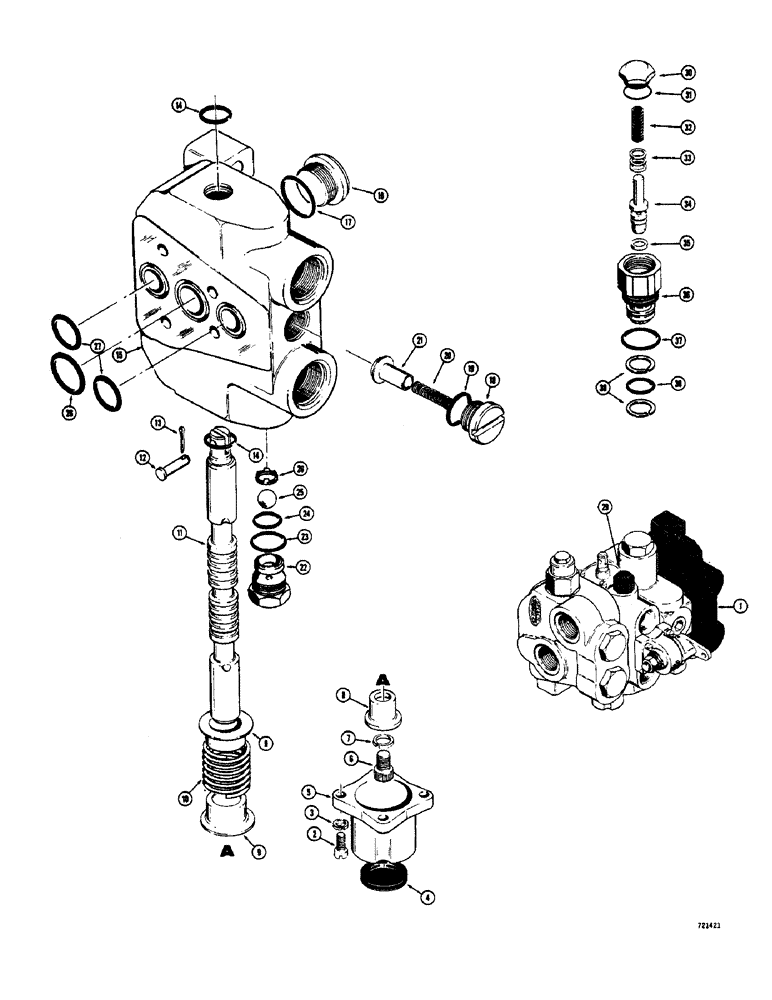 Схема запчастей Case 600 - (216) - 54608 CONTROL VALVE, L35287 DECKING SECTION (07) - HYDRAULIC SYSTEM