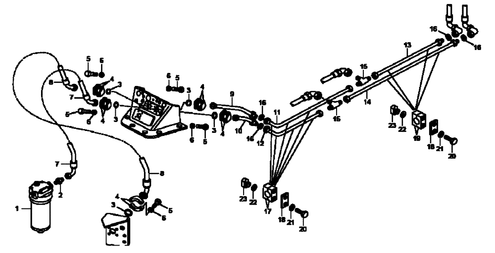 Схема запчастей Case 340B - (47A02002359[001]) - COOLING LINES, HYDRAULIC BRAKE CIRCUIT (HHD0340BN7PG58147 AND AFTER) (84237586) (09) - Implement / Hydraulics / Frame / Brakes