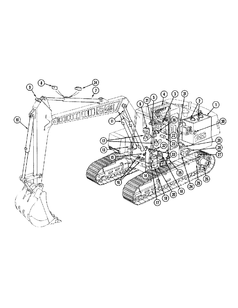 Схема запчастей Case 1088 - (1-08) - PICTORIAL INDEX, HYDRAULIC COMPONENTS (00) - PICTORIAL INDEX