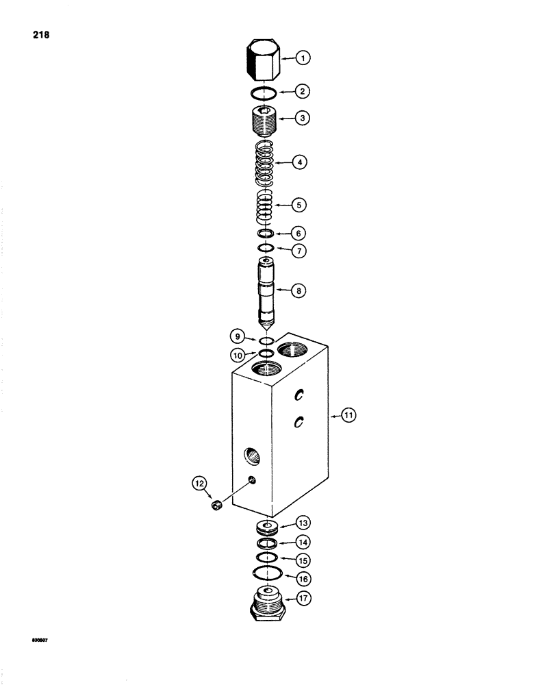 Схема запчастей Case 1280 - (218) - POWER SENSING RELIEF VALVE (07) - HYDRAULIC SYSTEM