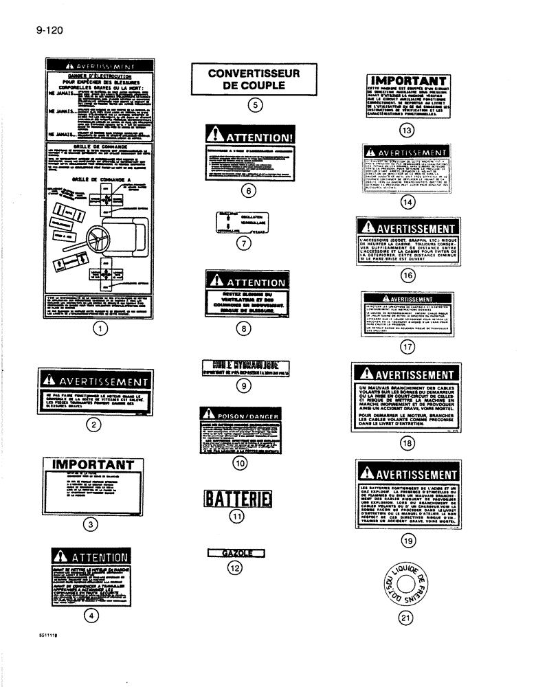 Схема запчастей Case 1086B - (9-120) - DECALS, SPECIAL FRENCH LANGUAGE DECALS (09) - CHASSIS