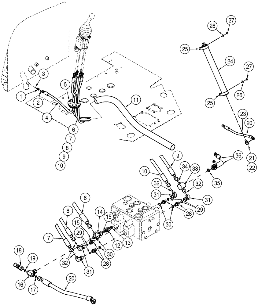 Схема запчастей Case 521D - (08-32) - HYDRAULICS - LOADER CONTROL, REMOTE (08) - HYDRAULICS