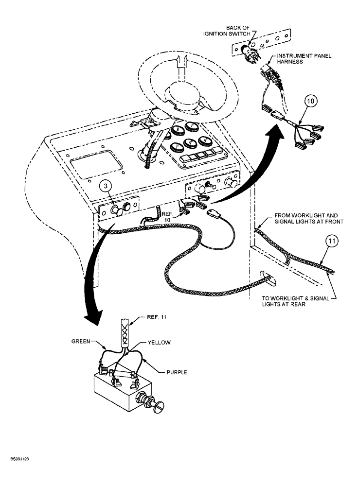 Схема запчастей Case 689G - (04-18) - OPTIONAL SWITCH AND HARNESS FOR WORK LIGHT (04) - ELECTRICAL SYSTEMS