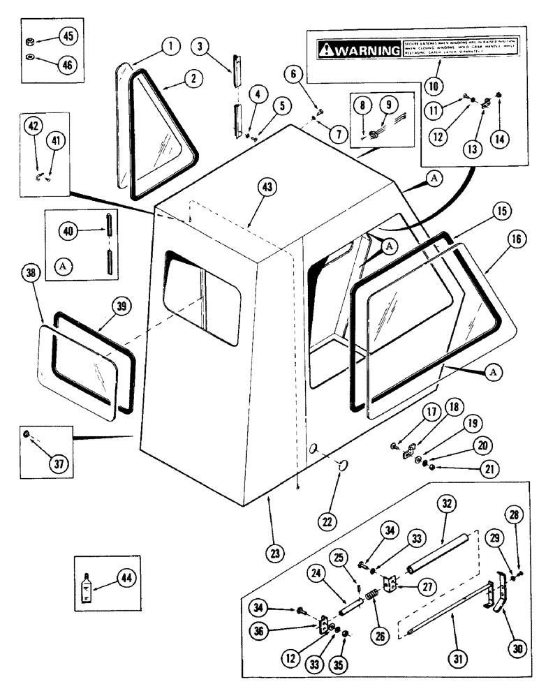 Схема запчастей Case 40 - (096) - CAB AND ATTACHING PARTS (90) - PLATFORM, CAB, BODYWORK AND DECALS