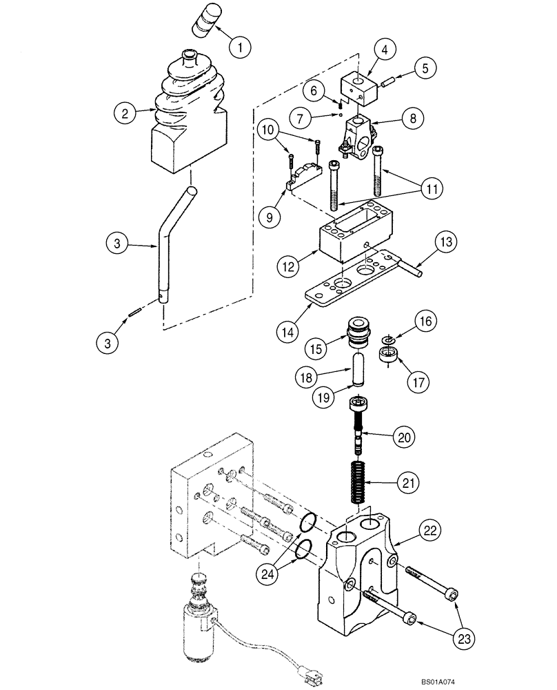 Схема запчастей Case 521D - (08-40) - VALVE ASSY - REMOTE CONTROL, THREE LEVER (08) - HYDRAULICS