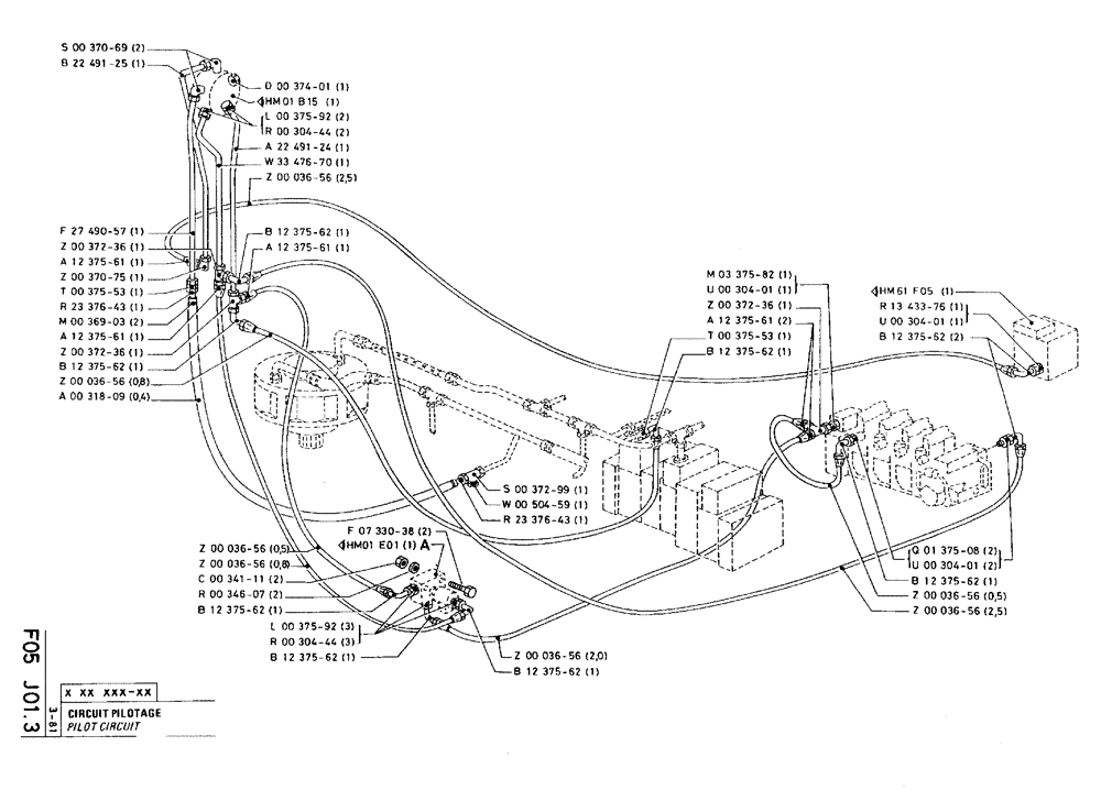 Схема запчастей Case 75C - (F05 J01.3) - PILOT CIRCUIT (07) - HYDRAULIC SYSTEM