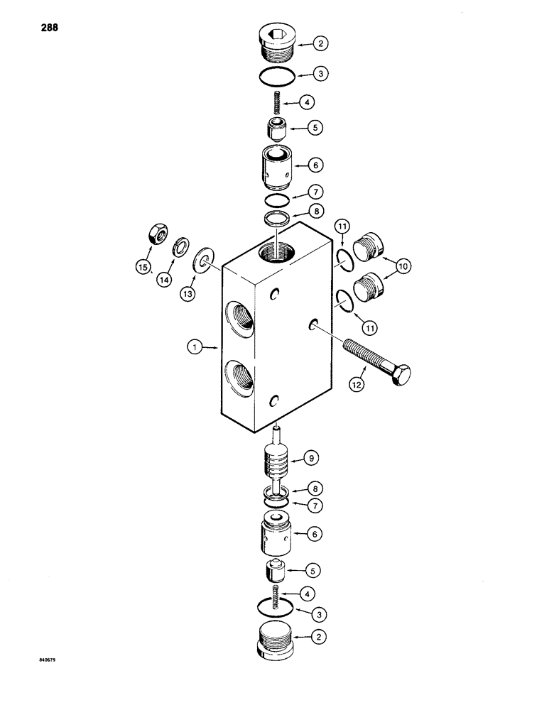 Схема запчастей Case 880C - (288) - S241018 LEVELER CHECK VALVE (07) - HYDRAULIC SYSTEM