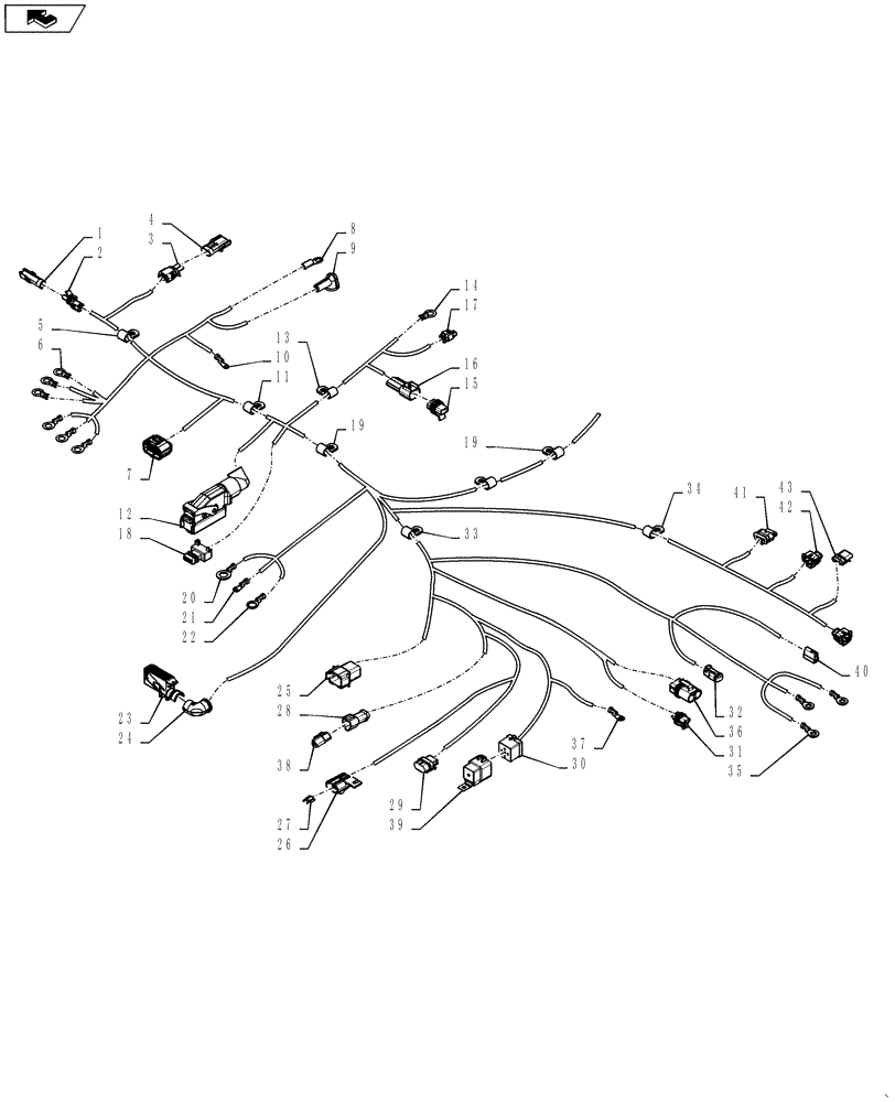 Схема запчастей Case 1021F - (55.100.03[01]) - ENGINE HARNESS REAR CHASSIS ASSEMBLY (55) - ELECTRICAL SYSTEMS