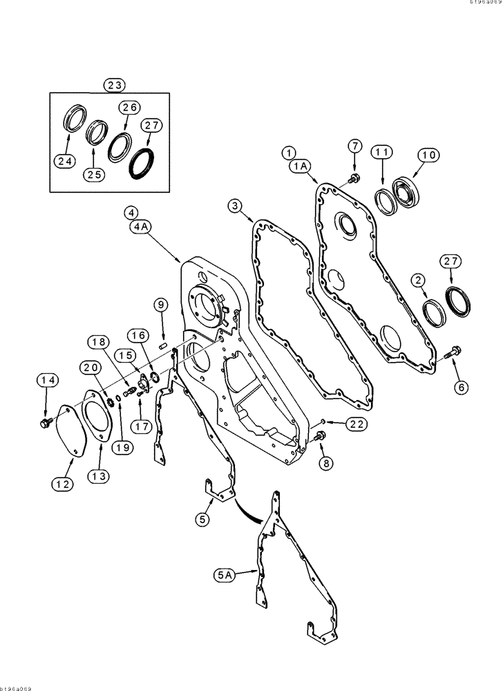 Схема запчастей Case 9040 - (2-14) - FRONT GEAR COVER, 6T-830 ENGINE (02) - ENGINE