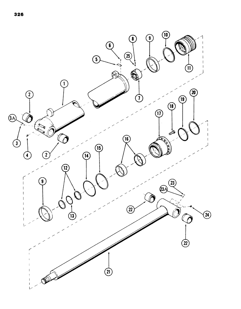 Схема запчастей Case 980B - (326) - HOIST CYLINDER, (7" ID X 54.50" STROKE) (07) - HYDRAULIC SYSTEM