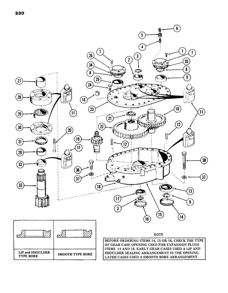 Схема запчастей Case 980B - (230) - SWING REDUCER, (USED ON UNITS PRIOR TO PIN 6203908) (04) - UNDERCARRIAGE