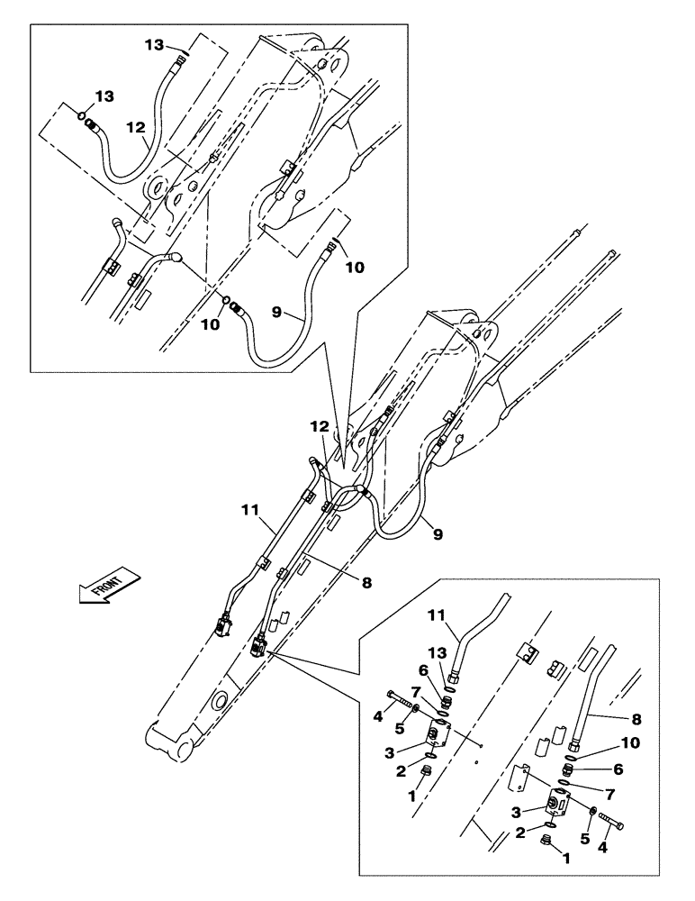 Схема запчастей Case CX250C - (08-017[01]) - HYDRAULIC CIRCUIT - DIPPER 3.00 M - OPTIONAL (08) - HYDRAULICS