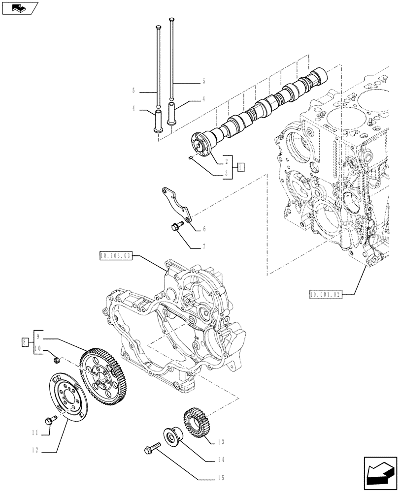 Схема запчастей Case F5HFL413B A001 - (10.106.01) - CAMSHAFT - TIMING CONTROL (5801361387) (10) - ENGINE