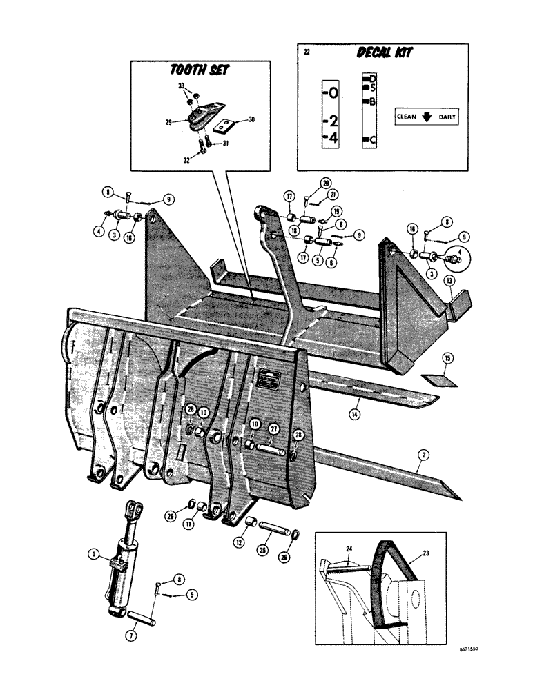 Схема запчастей Case 310G - (154) - DROTT 4-IN-1 BUCKET (05) - UPPERSTRUCTURE CHASSIS