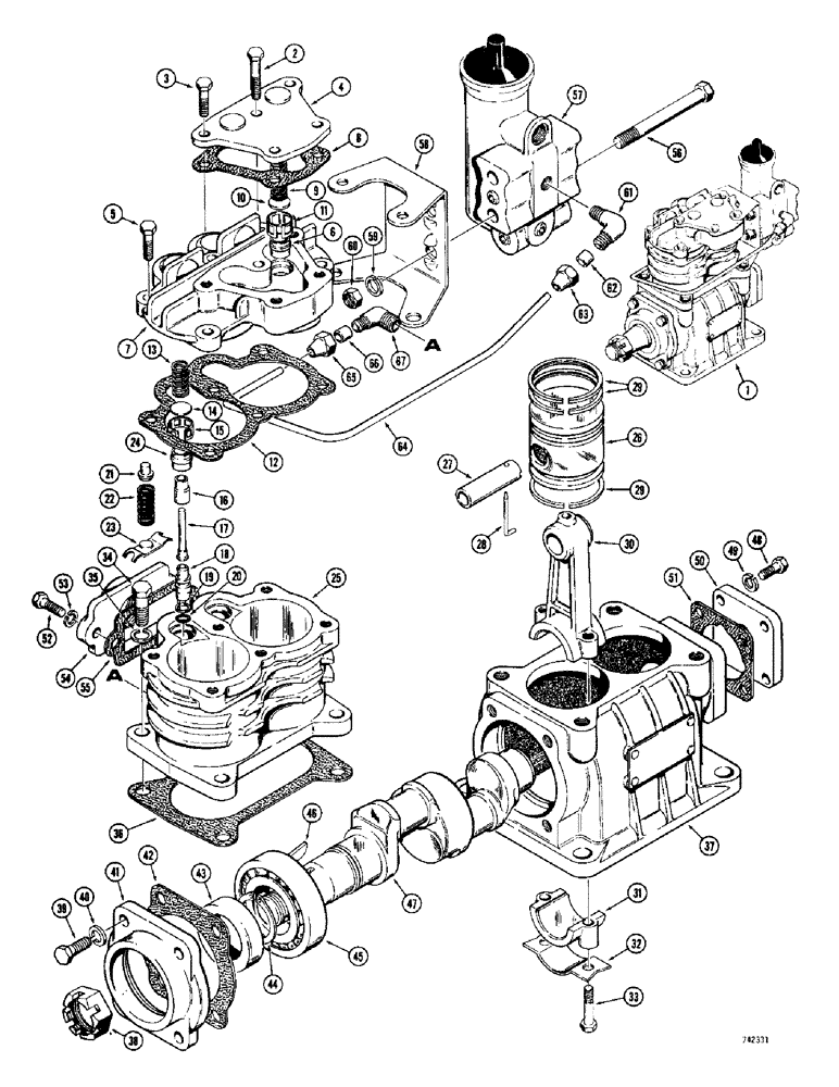 Схема запчастей Case 780 - (246) - MODEL 300 AIR COMPRESSOR (07) - BRAKES