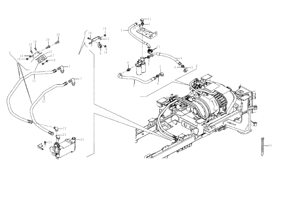 Схема запчастей Case 330B - (05A00000605[001]) - TRANSMISSION COOLING LINES- OPTIONAL (P.I.N. HHD0330BN7PG57000 AND AFTER) (84292695) (03) - Converter / Transmission