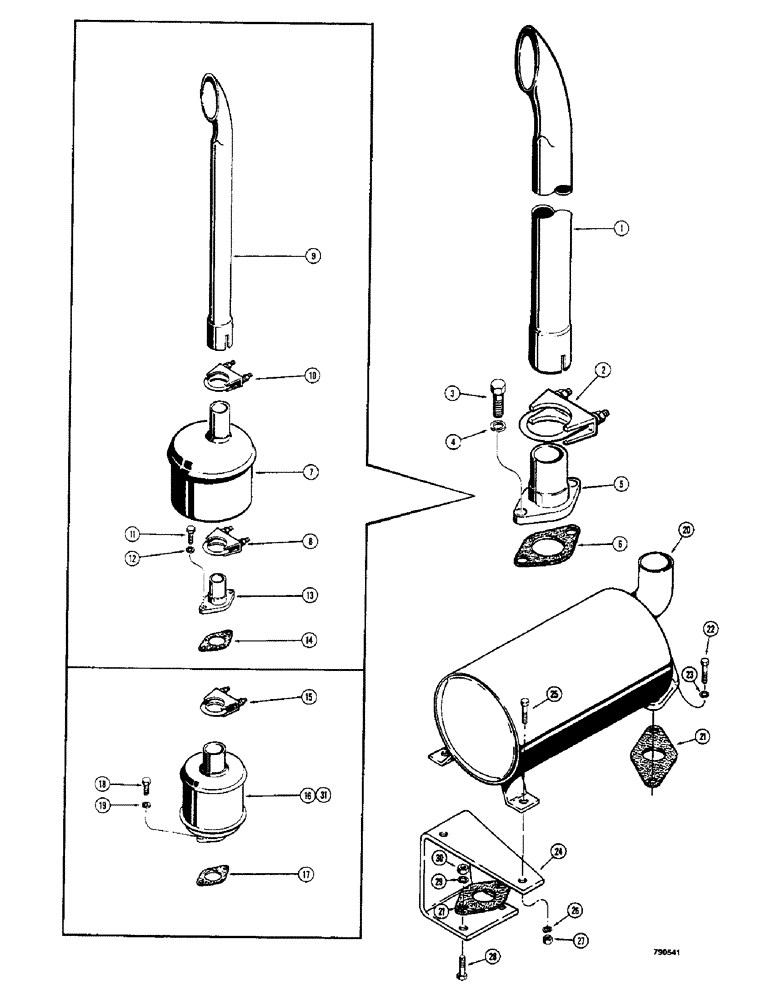 Схема запчастей Case 350 - (054) - EXHAUST SYSTEM (01) - ENGINE