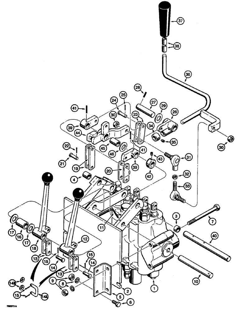 Схема запчастей Case 350B - (196) - EQUIPMENT CONTROL VALVE AND LEVERS, THREE CONTROL LEVERS - FOUR SPOOL VALVE LOADER MODELS ONLY (07) - HYDRAULIC SYSTEM