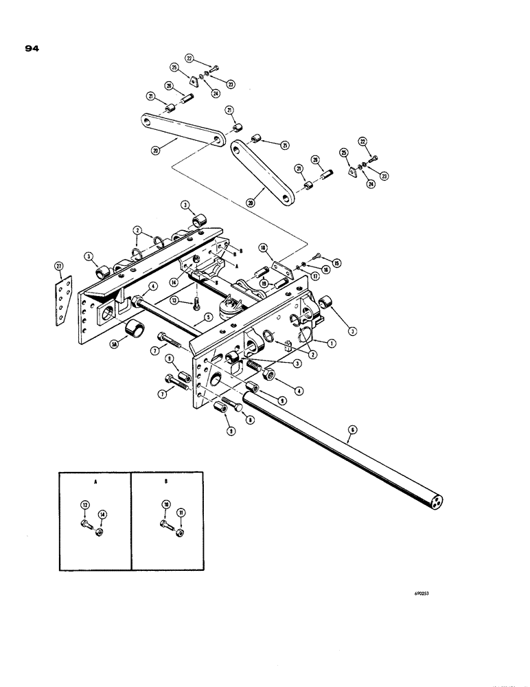 Схема запчастей Case 850 - (094) - MAIN FRAME AND GUIDE LEVERS (05) - UPPERSTRUCTURE CHASSIS