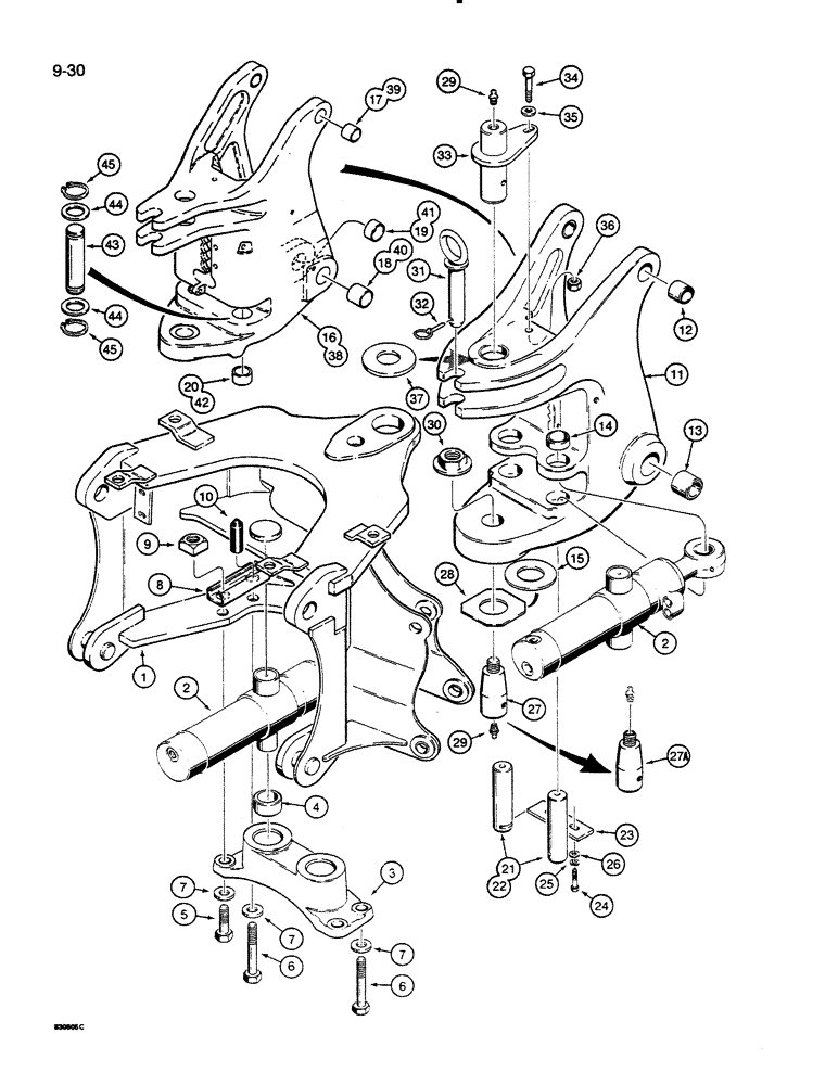 Схема запчастей Case 35C WL - (9-30) - SWING CYLINDERS AND SWING TOWER (09) - CHASSIS/ATTACHMENTS