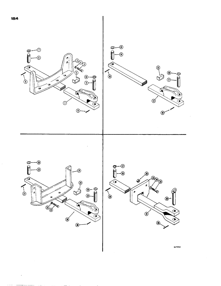 Схема запчастей Case 850 - (184) - DRAWBARS, STANDARD DRAWBAR (FOR USE ON MODELS WITHOUT RIPPER) (05) - UPPERSTRUCTURE CHASSIS