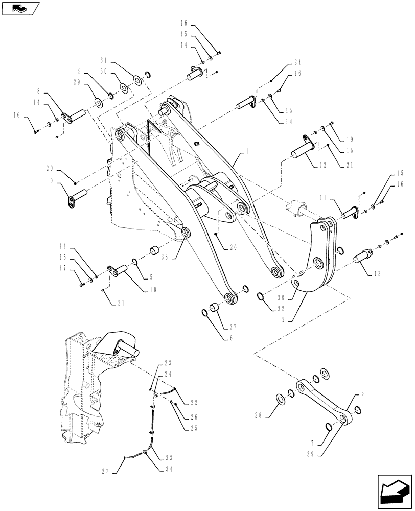 Схема запчастей Case 721F - (39.100.06) - FRAME - LIFT ARM (Z BAR LOADER) (39) - FRAMES AND BALLASTING