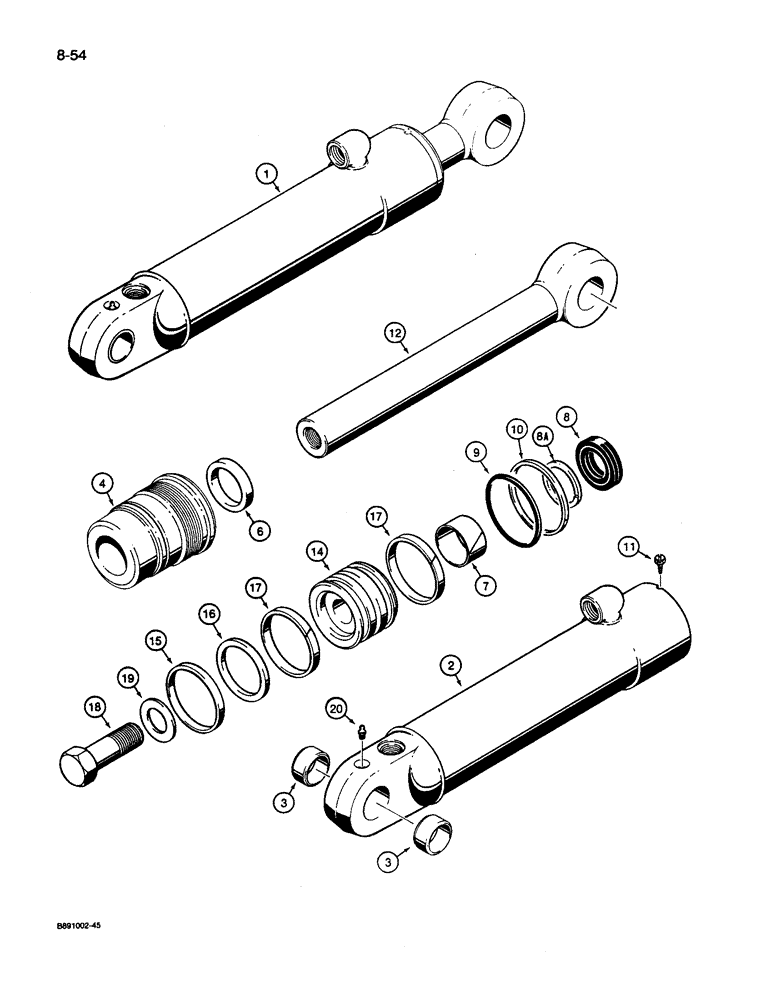 Схема запчастей Case 26D - (8-54) - 1340827C1 BACKHOE STABILIZER CYLINDER 