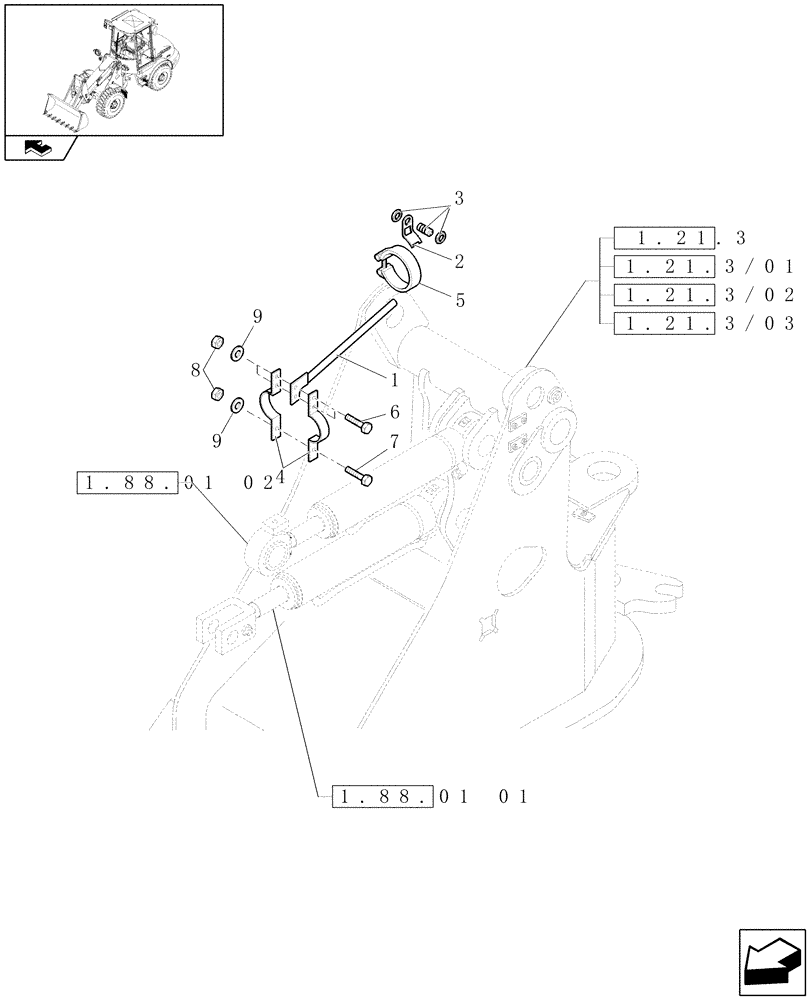 Схема запчастей Case 221E - (734[01]) - DIG CYLINDER REAR STROKE SENSOR (18) - VARIATIONS