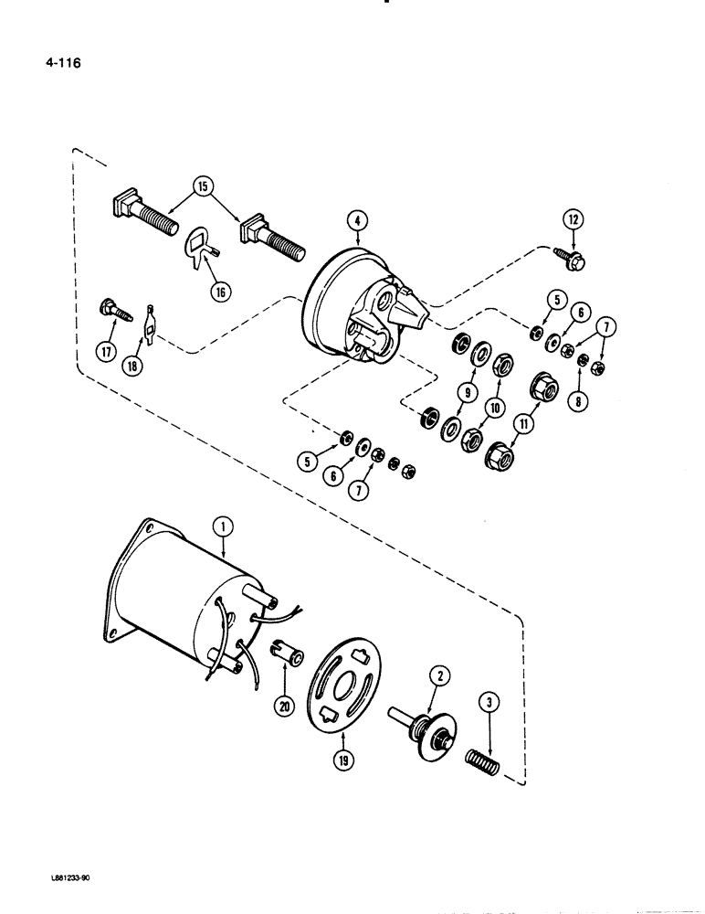 Схема запчастей Case 1455B - (4-116) - STARTER SOLENOID ASSEMBLY (04) - ELECTRICAL SYSTEMS