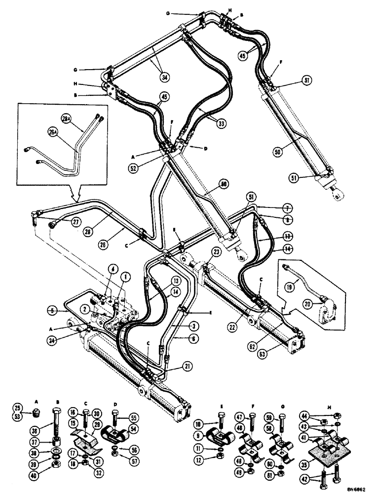 Схема запчастей Case 800 - (174) - REAR HINGE LOADER HYDRAULICS (07) - HYDRAULIC SYSTEM