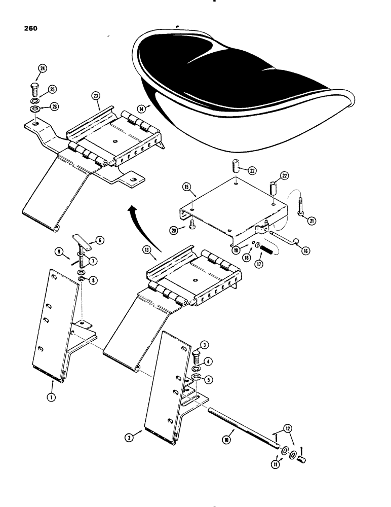 Схема запчастей Case 450B - (260) - BACKHOE SEAT (18) - ATTACHMENT ACCESSORIES