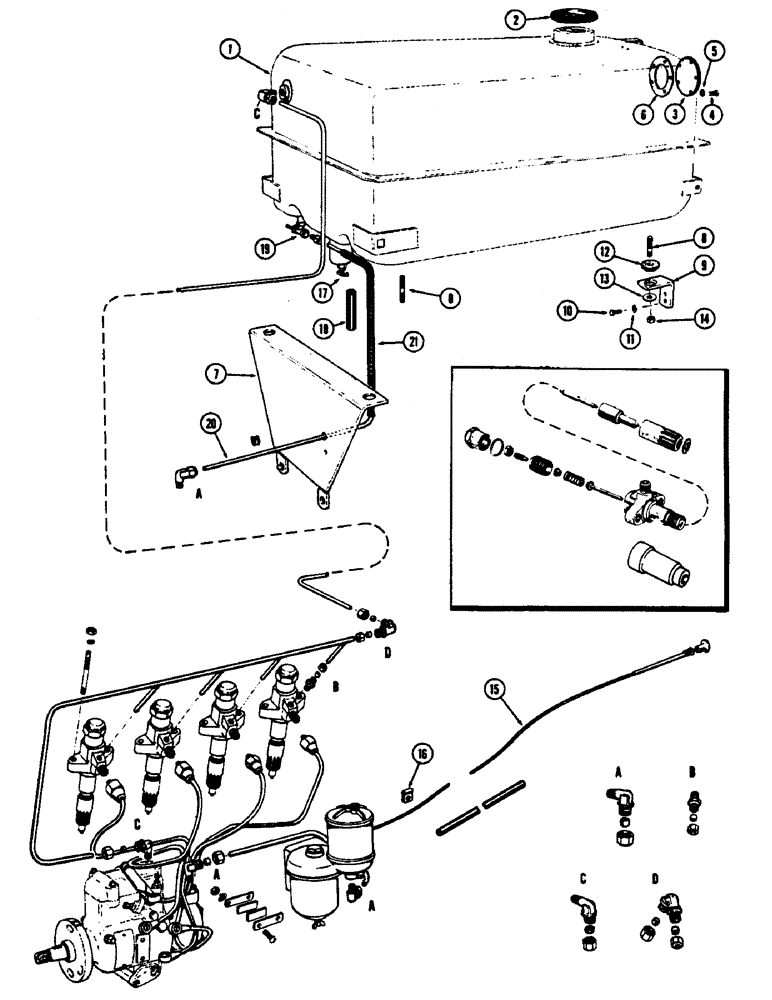 Схема запчастей Case 430CK - (044) - FUEL SYSTEM, (188) DIESEL ENGINE 