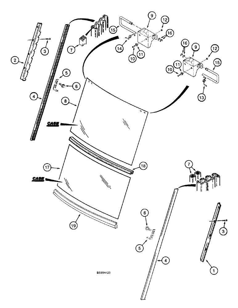 Схема запчастей Case 570LXT - (9-094) - CAB REAR WINDOW, 570LXT MODELS (09) - CHASSIS/ATTACHMENTS